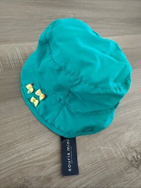 Souris Mini Teal Girls' Bucket Hat with Bow Details